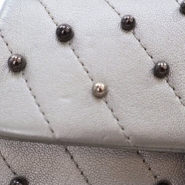 Pre-owned Chanel Mini Rectangular Chevron Lambskin Stud Wars Flap Silver