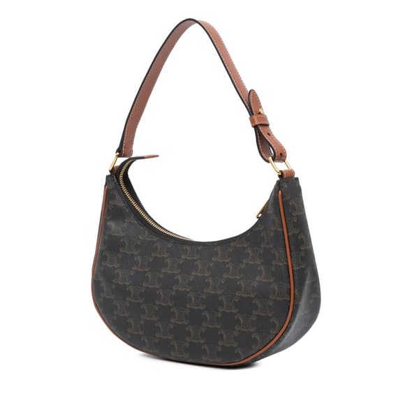 Pre-owned Celine Coated Canvas Triomphe Ava Shoulder Bag Brown