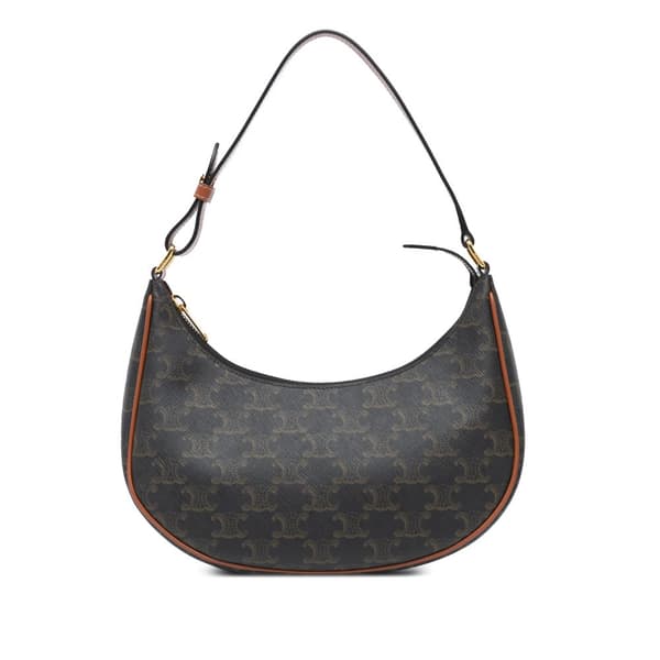 Pre-owned Celine Coated Canvas Triomphe Ava Shoulder Bag Brown