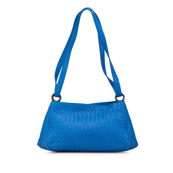 Pre-owned Bottega Veneta Nappa Intrecciato Shoulder Bag Blue
