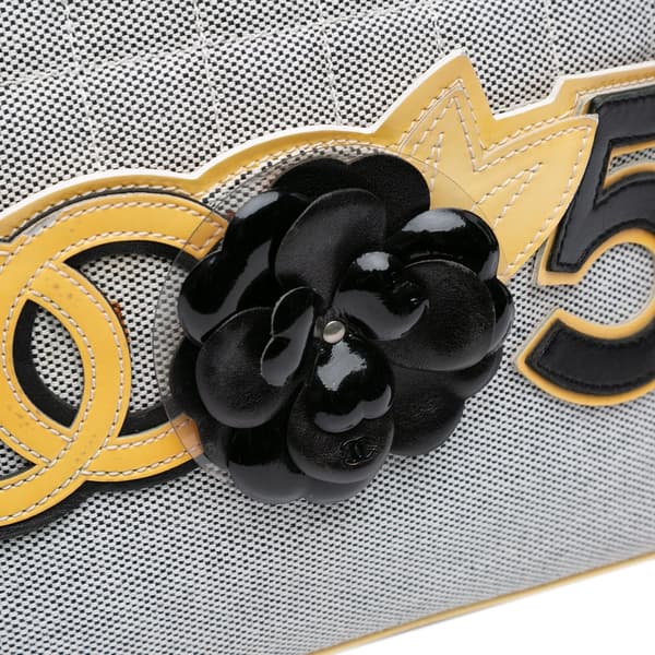 Pre-owned Chanel CC Camellia No. 5 Choco Bar Canvas Tote Gray