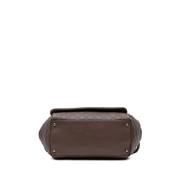 Pre-owned Chanel Large Quilted Calfskin Istanbul Accordion Flap Brown