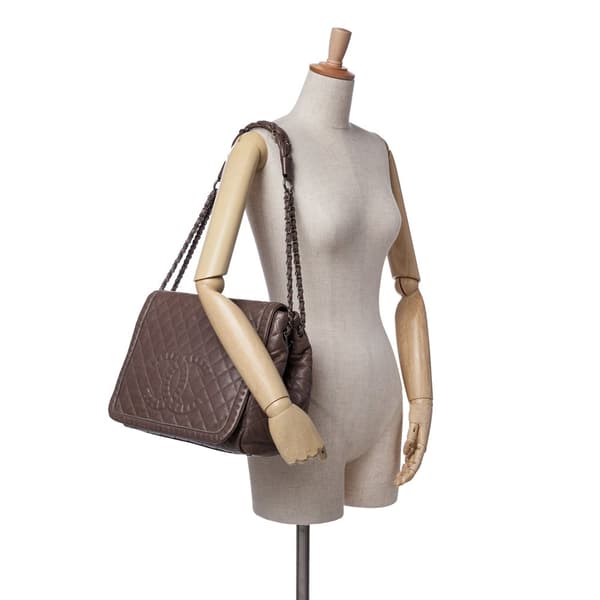 Pre-owned Chanel Large Quilted Calfskin Istanbul Accordion Flap Brown