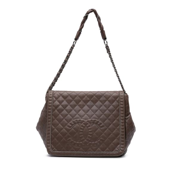 Pre-owned Chanel Large Quilted Calfskin Istanbul Accordion Flap Brown
