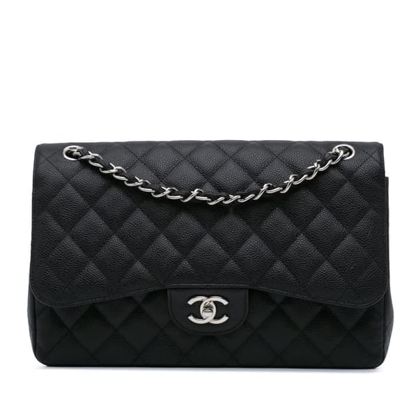 Pre-owned Chanel Jumbo Classic Caviar Double Flap Black