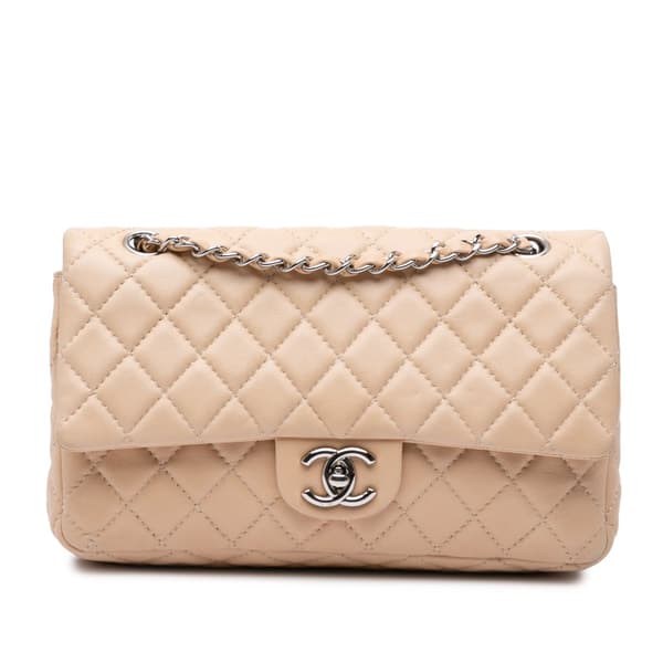 Pre-owned Chanel Medium Classic Lambskin Double Flap Brown