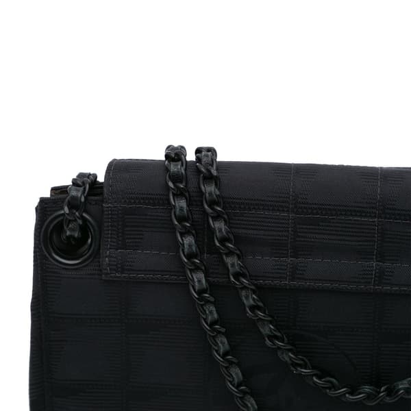 Pre-owned Chanel Mini New Travel Line Nylon Accordion Flap Black