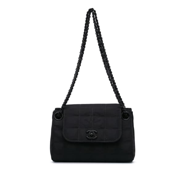 Pre-owned Chanel Mini New Travel Line Nylon Accordion Flap Black