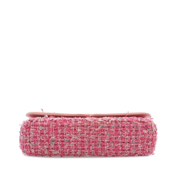Pre-owned Chanel Medium Tweed CC Filigree Flap Pink