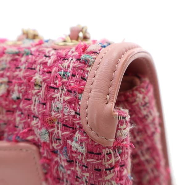 Pre-owned Chanel Medium Tweed CC Filigree Flap Pink