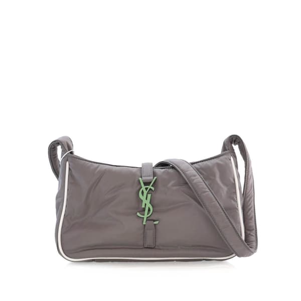 Pre-owned Saint Laurent Nylon Le 5 A 7 Shoulder Bag Gray