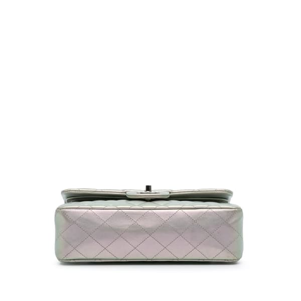 Pre-owned Chanel Small Classic Iridescent Lambskin Double Flap Silver