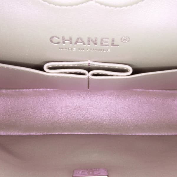 Pre-owned Chanel Small Classic Iridescent Lambskin Double Flap Silver
