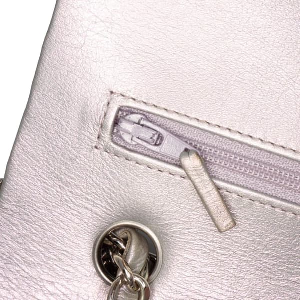 Pre-owned Chanel Small Classic Iridescent Lambskin Double Flap Silver