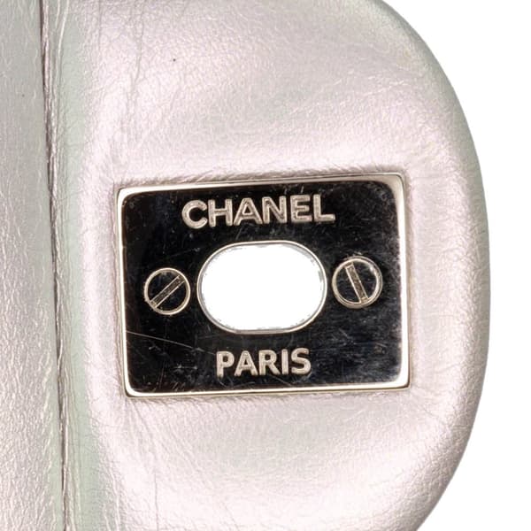 Pre-owned Chanel Small Classic Iridescent Lambskin Double Flap Silver