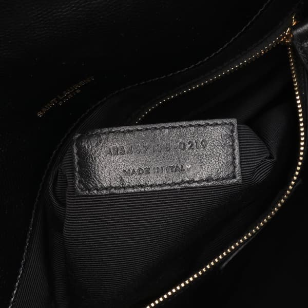 Pre-owned Saint Laurent Large Grain de Poudre Monogram Chevron Envelope Bag Black
