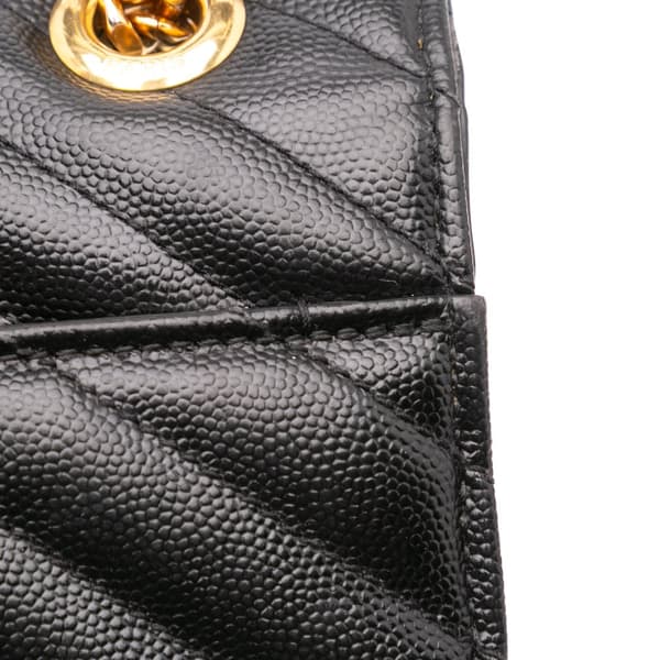 Pre-owned Saint Laurent Large Grain de Poudre Monogram Chevron Envelope Bag Black
