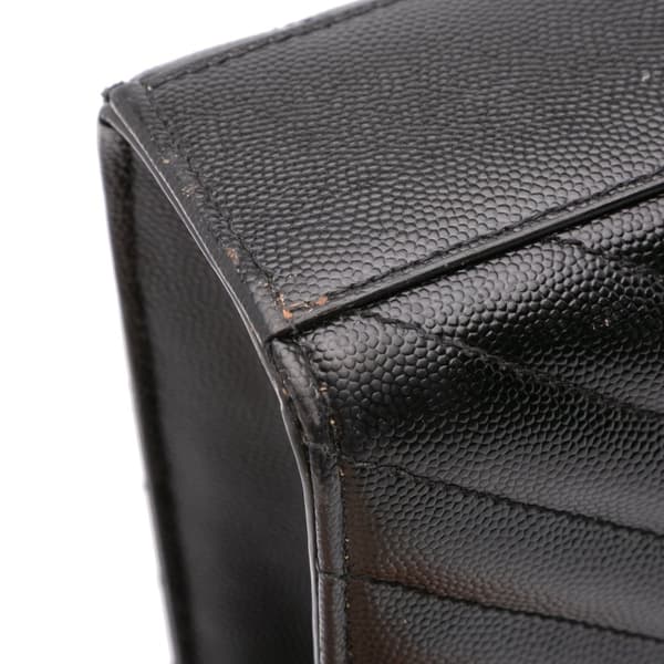 Pre-owned Saint Laurent Large Grain de Poudre Monogram Chevron Envelope Bag Black
