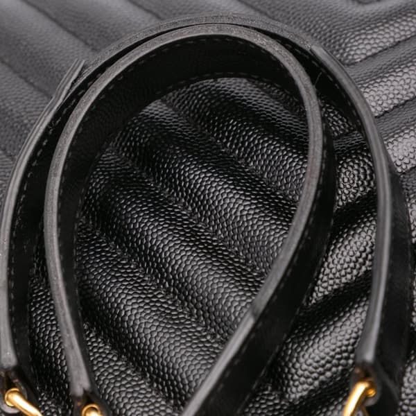 Pre-owned Saint Laurent Large Grain de Poudre Monogram Chevron Envelope Bag Black