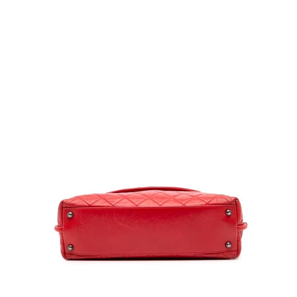 Pre-owned Chanel Medium Glazed Calfskin Stitch It Fold Over Flap Red