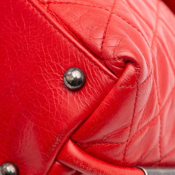 Pre-owned Chanel Medium Glazed Calfskin Stitch It Fold Over Flap Red