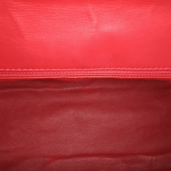 Pre-owned Chanel CC Chevron Patent Accordion Single Flap Red