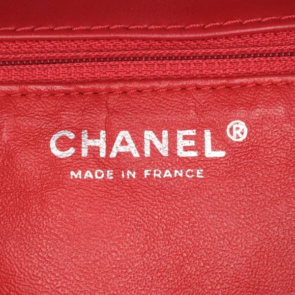 Pre-owned Chanel CC Chevron Patent Accordion Single Flap Red