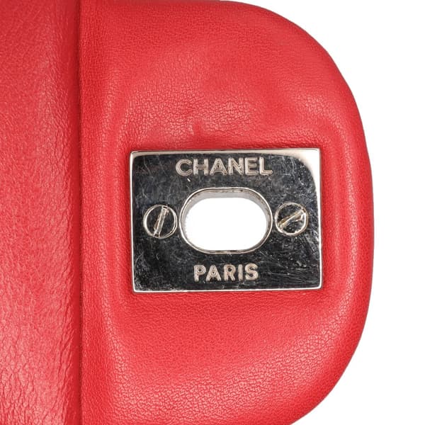 Pre-owned Chanel CC Chevron Patent Accordion Single Flap Red