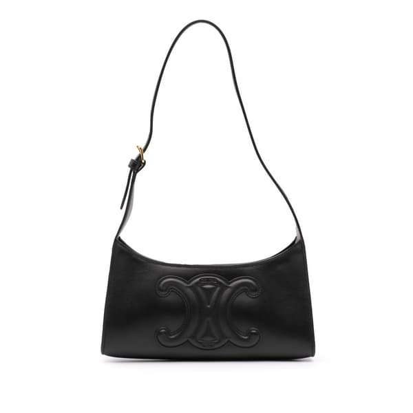 Pre-owned Celine Smooth Calfskin Cuir Triomphe Shoulder Bag Black
