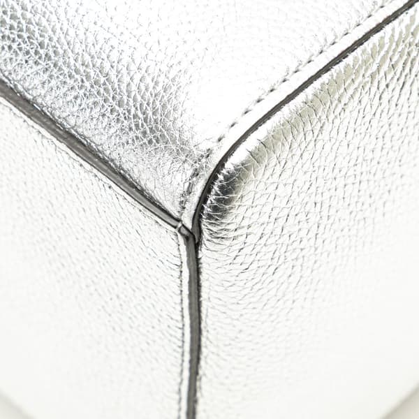 Pre-owned Fendi Mini Leather Origami Shoulder Bag Silver