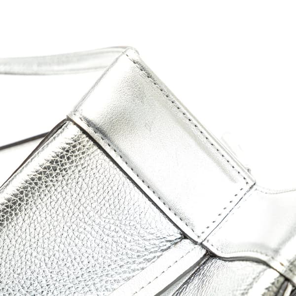 Pre-owned Fendi Mini Leather Origami Shoulder Bag Silver