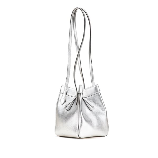 Pre-owned Fendi Mini Leather Origami Shoulder Bag Silver