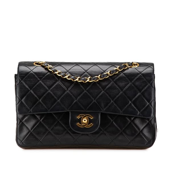 Pre-owned Chanel Medium Classic Lambskin Double Flap Black