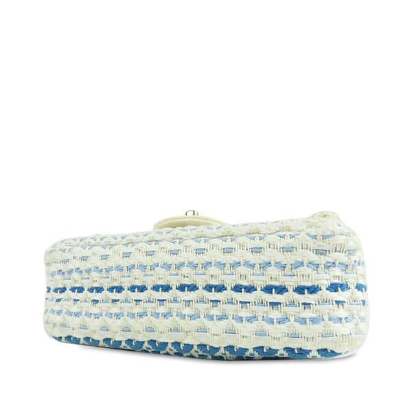 Pre-owned Chanel Mini Rectangular Woven Cotton Single Flap White