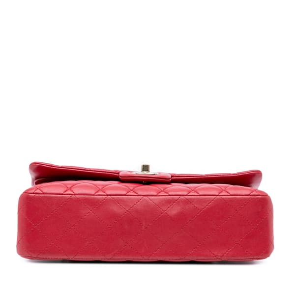 Pre-owned Chanel Medium Classic Lambskin Double Flap Red