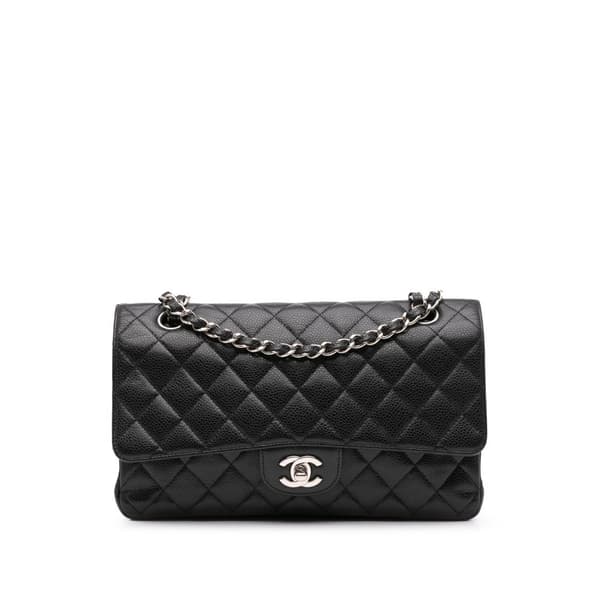 Pre-owned Chanel Medium Classic Caviar Double Flap Black
