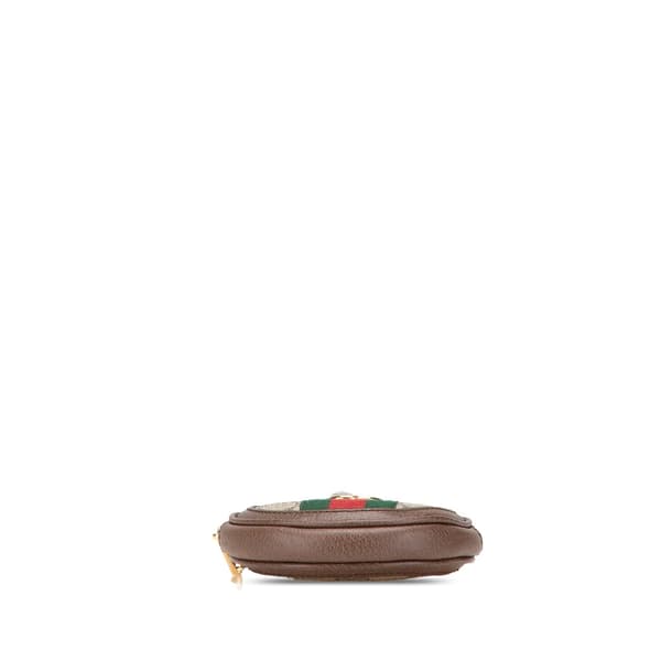 Pre-owned Gucci Mini GG Supreme Ophidia Round Neck Pouch Brown