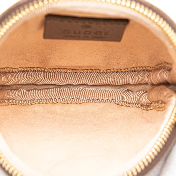 Pre-owned Gucci Mini GG Supreme Ophidia Round Neck Pouch Brown