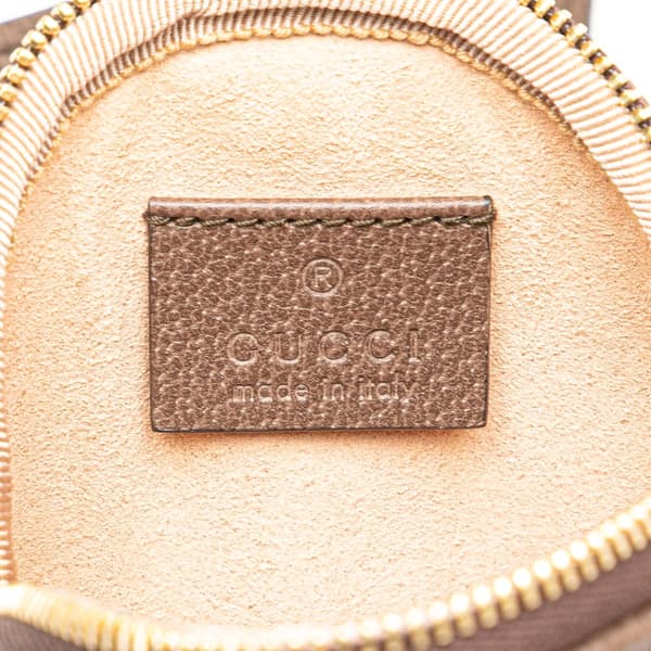 Pre-owned Gucci Mini GG Supreme Ophidia Round Neck Pouch Brown