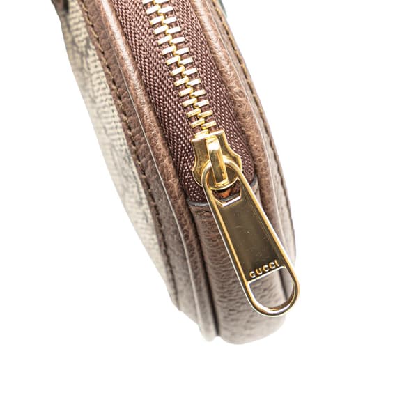 Pre-owned Gucci Mini GG Supreme Ophidia Round Neck Pouch Brown
