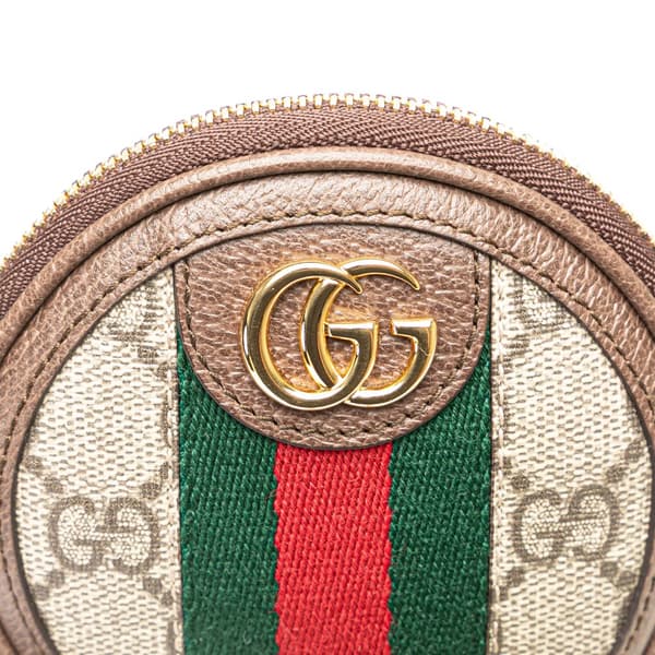 Pre-owned Gucci Mini GG Supreme Ophidia Round Neck Pouch Brown