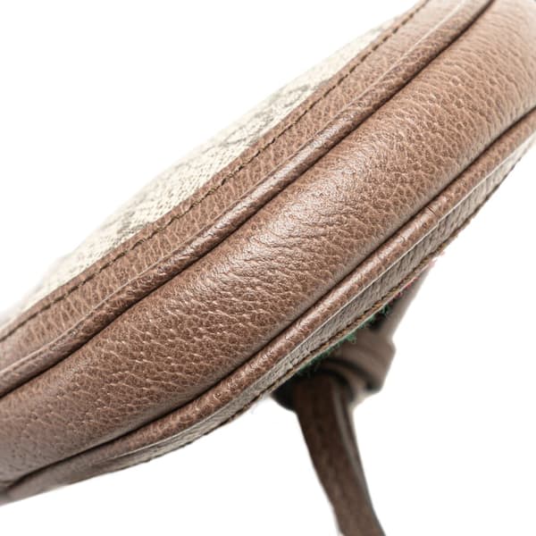 Pre-owned Gucci Mini GG Supreme Ophidia Round Neck Pouch Brown