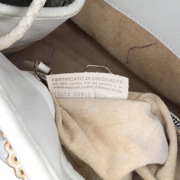 Pre-owned Bottega Veneta Woven Perforated Leather Shoulder Bag White