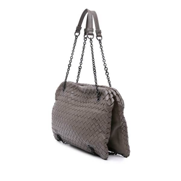Pre-owned Bottega Veneta Nappa Intrecciato Duo Shoulder Bag Brown