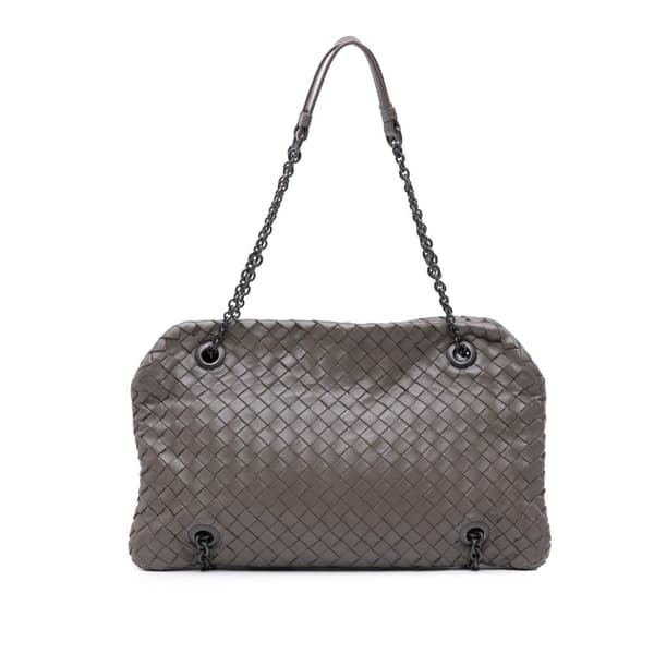 Pre-owned Bottega Veneta Nappa Intrecciato Duo Shoulder Bag Brown