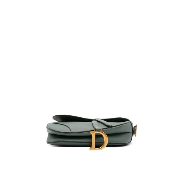 Pre-owned Dior Grained Calfskin Saddle Bag Green