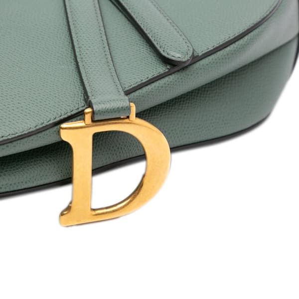 Pre-owned Dior Grained Calfskin Saddle Bag Green