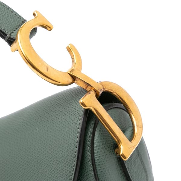 Pre-owned Dior Grained Calfskin Saddle Bag Green