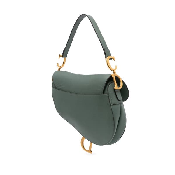 Pre-owned Dior Grained Calfskin Saddle Bag Green