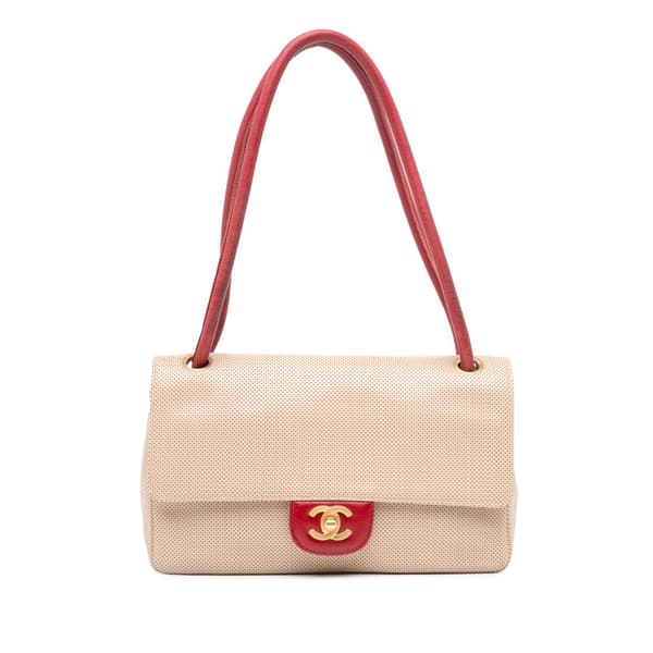 Pre-owned Chanel Medium CC Perforated Calfskin Single Flap Brown
